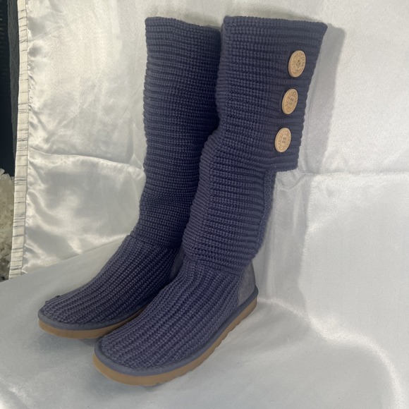 UGG Australia Boots Classic Cardy Knit Tall Boot Womens 8 Sweater Cottage Core - Picture 8 of 13